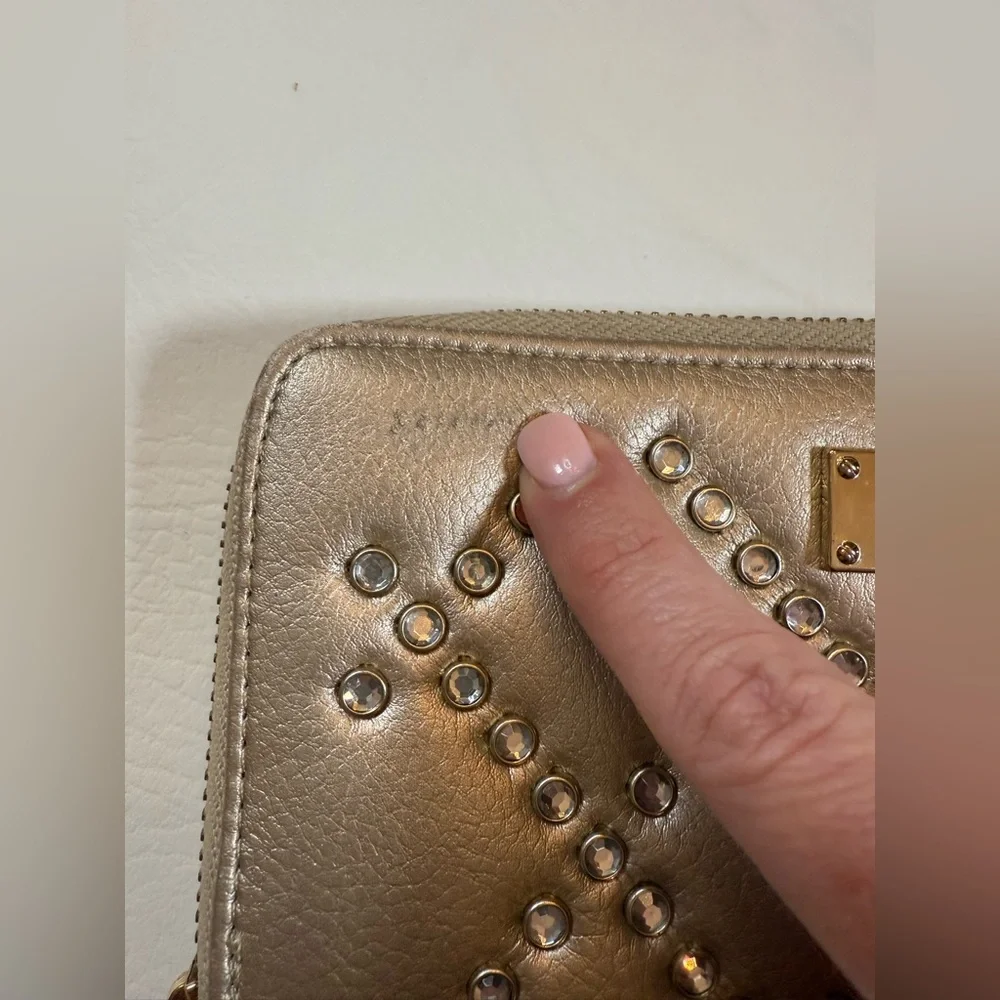 BEBE studded silver wallet (blemish on corner)